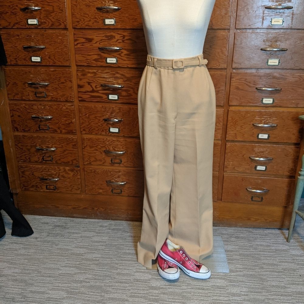 vintage sears perma press womens  belted high waisted slacks 1970's